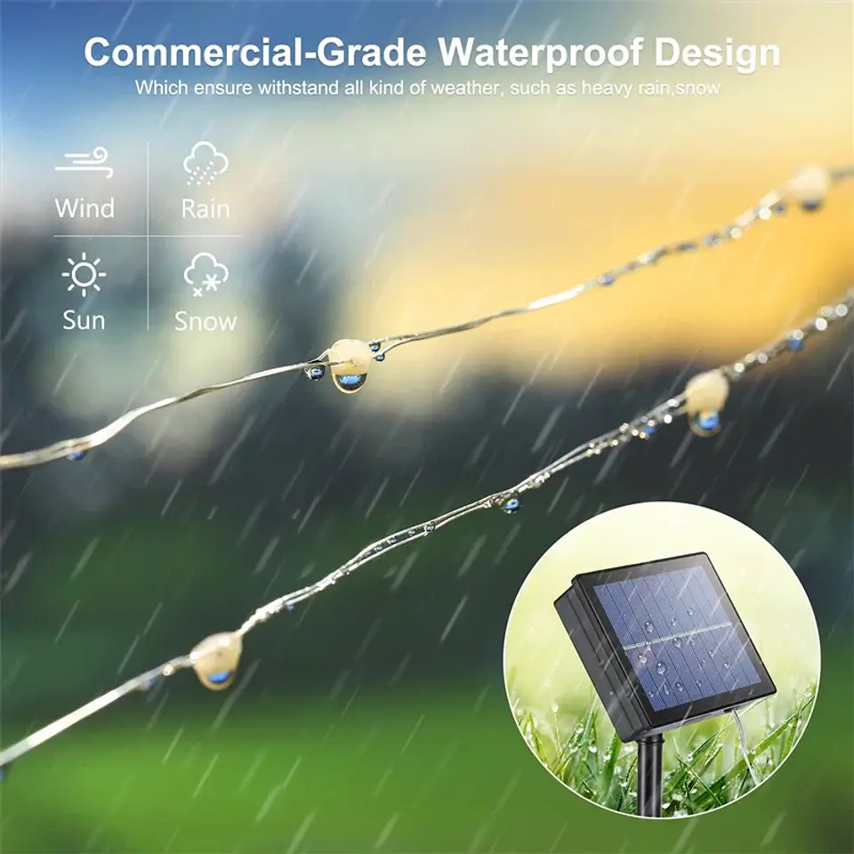 Guirnalda Solar LED para Exterior – 7, 12, 22 y 32 Metros, hasta 300 Luces 4