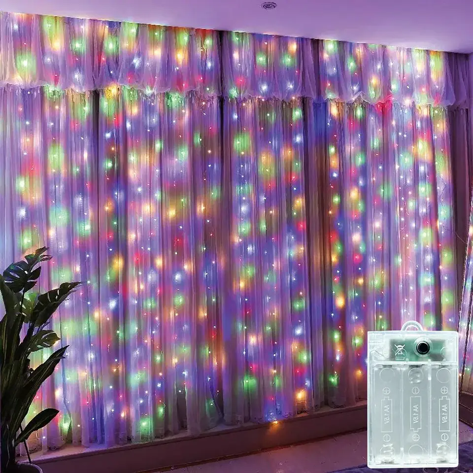 Cortina de Luces LED Navideñas a Pilas – 8 Modos, Hasta 6 × 3 m y 600 LED 2