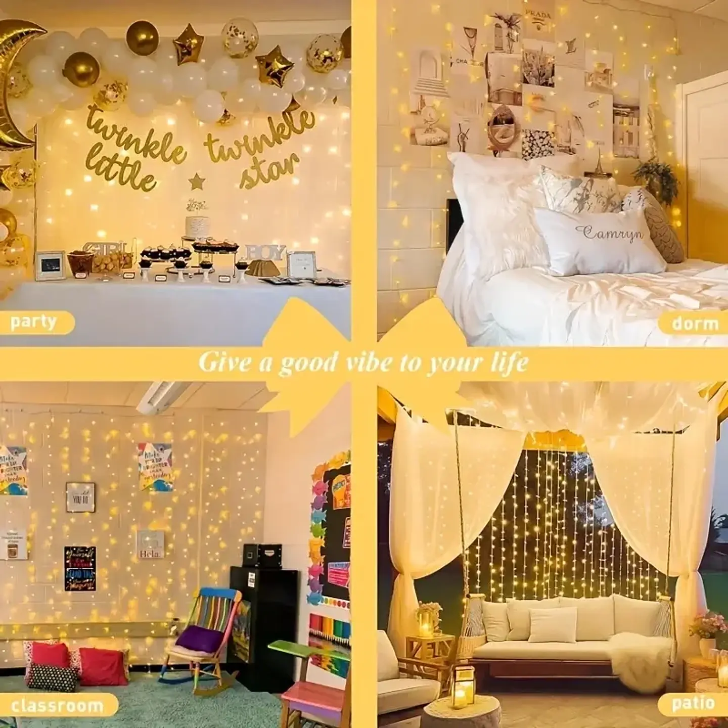 Cortina de Luces LED Navideñas a Pilas – 8 Modos, Hasta 6 × 3 m y 600 LED 5