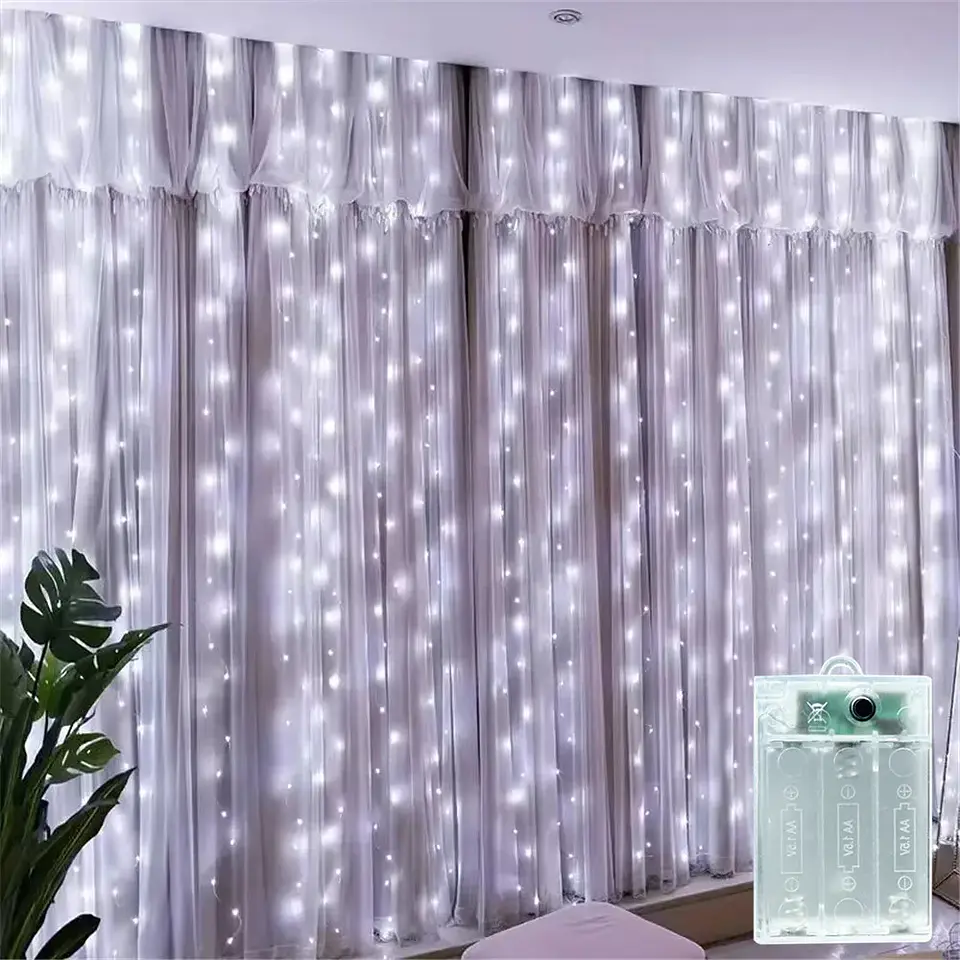 Cortina de Luces LED Navideñas a Pilas – 8 Modos, Hasta 6 × 3 m y 600 LED 8