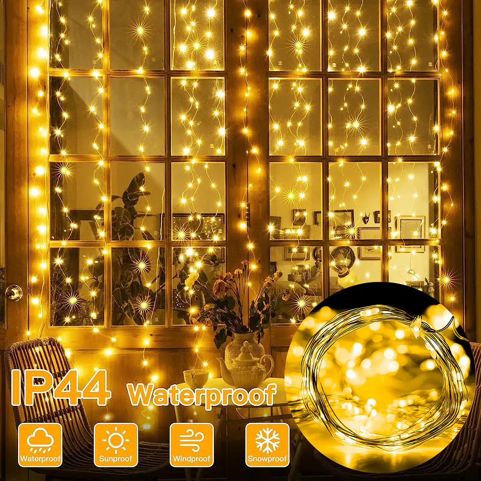 Cortina de Luces LED USB con Control Remoto – 8 Modos, Hasta 3 × 3 m y 300 LED 2