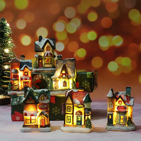 Casitas Navideñas Iluminadas LED – Villa de Navidad Decorativa