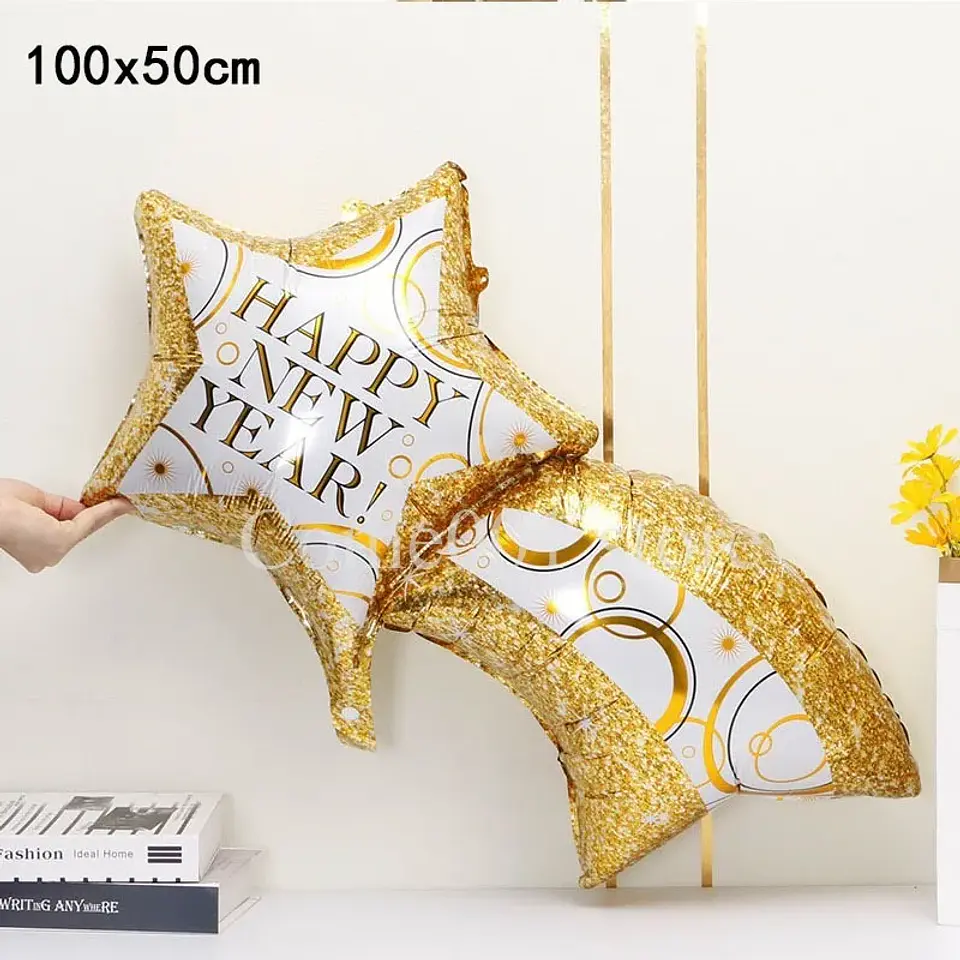 Globos Decorativos Año Nuevo Dorado y Negro – Estrellas, Botellas y Diseños de Fiesta 5