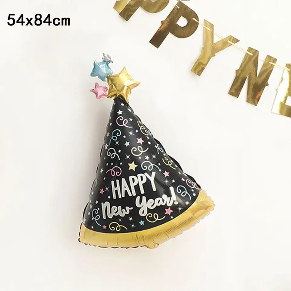 Globos Decorativos Año Nuevo Dorado y Negro – Estrellas, Botellas y Diseños de Fiesta 13
