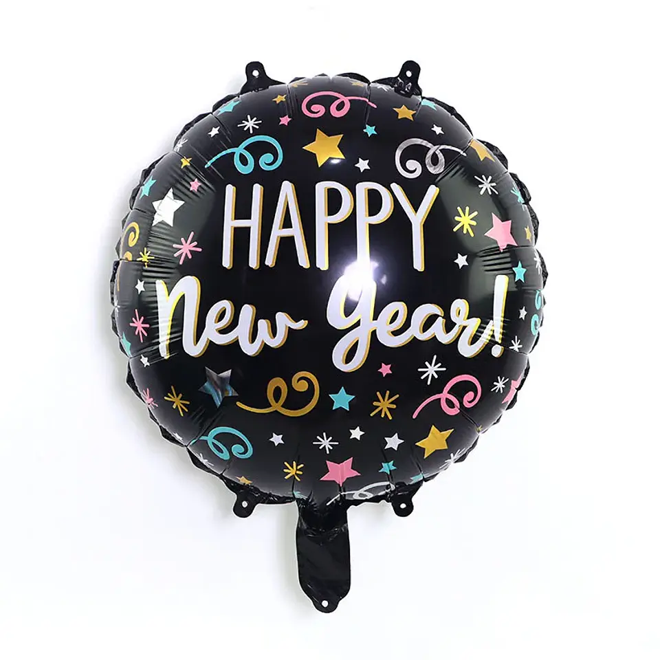 Globos Decorativos Año Nuevo Dorado y Negro – Estrellas, Botellas y Diseños de Fiesta 24