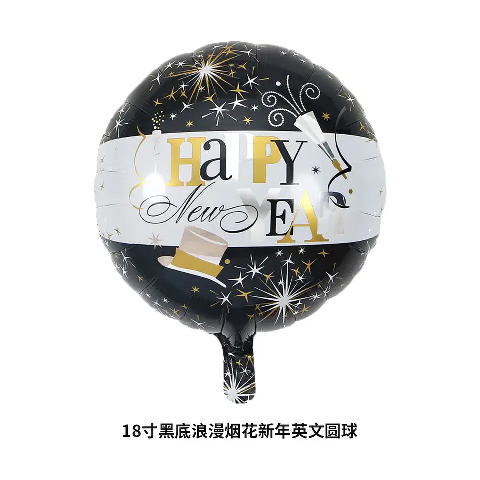 Globos Decorativos Año Nuevo Dorado y Negro – Estrellas, Botellas y Diseños de Fiesta 25