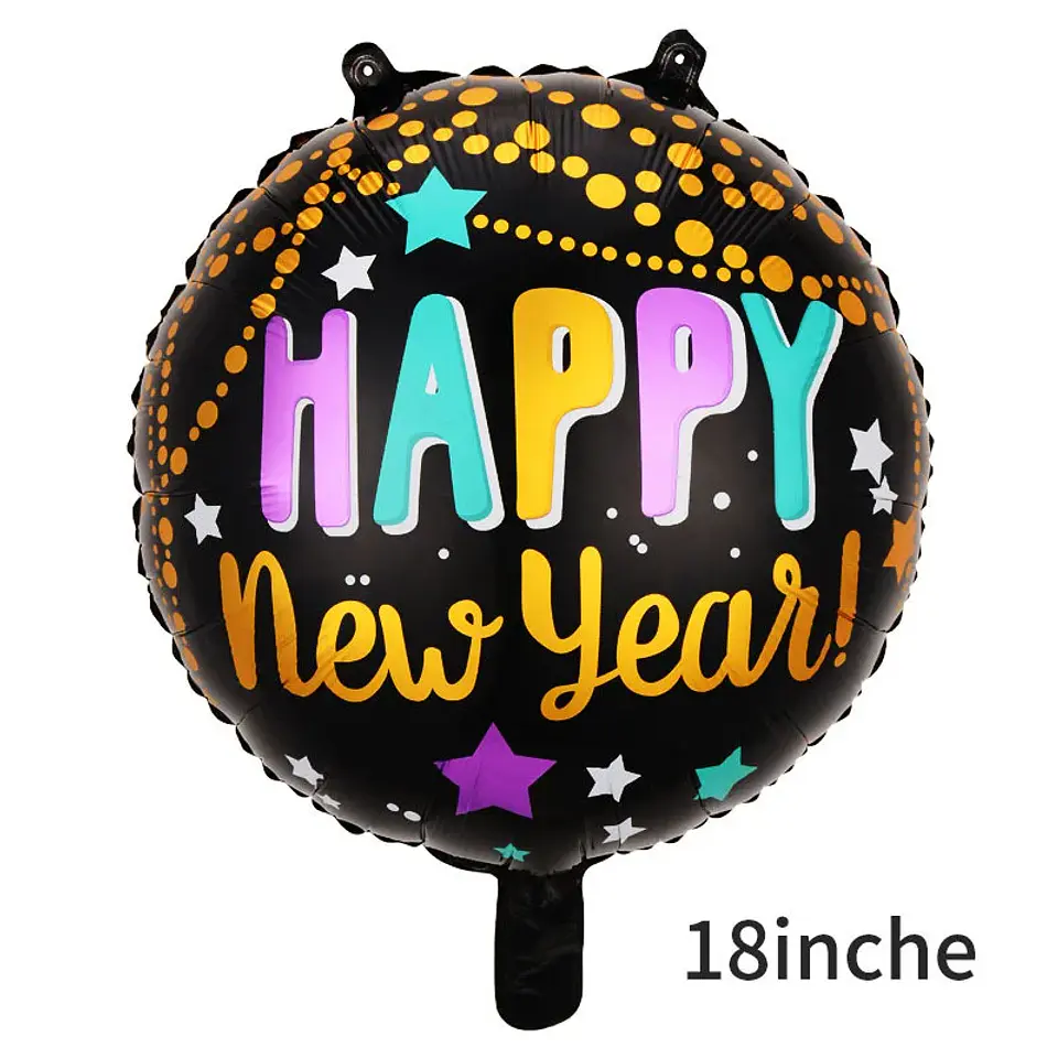 Globos Decorativos Año Nuevo Dorado y Negro – Estrellas, Botellas y Diseños de Fiesta 26