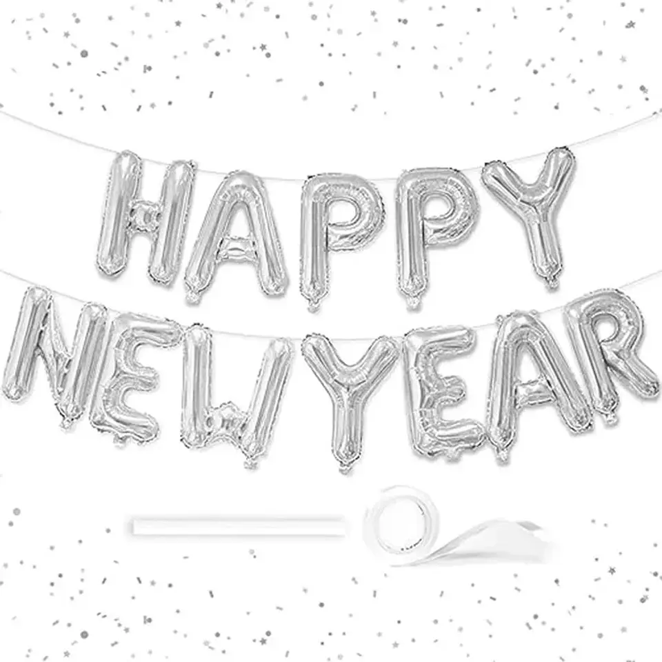 Globos Decorativos Año Nuevo Dorado y Negro – Estrellas, Botellas y Diseños de Fiesta 29