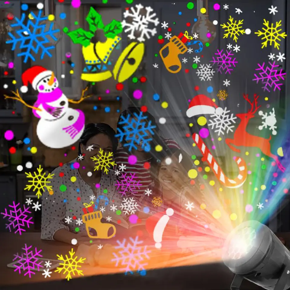Proyector LED Navideño 16 Diseños – Luces Decorativas para Navidad y Año Nuevo 2