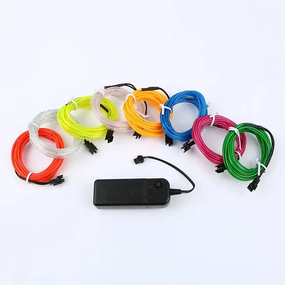 Cable Neón LED EL Luminoso – Decoración para Ropa, Fiestas y Auto 1m / 3m / 5m 6