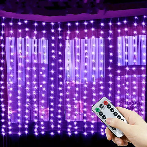 Cortina de Luces LED USB con 8 Modos – Decoración para Navidad, Año Nuevo y Fiestas