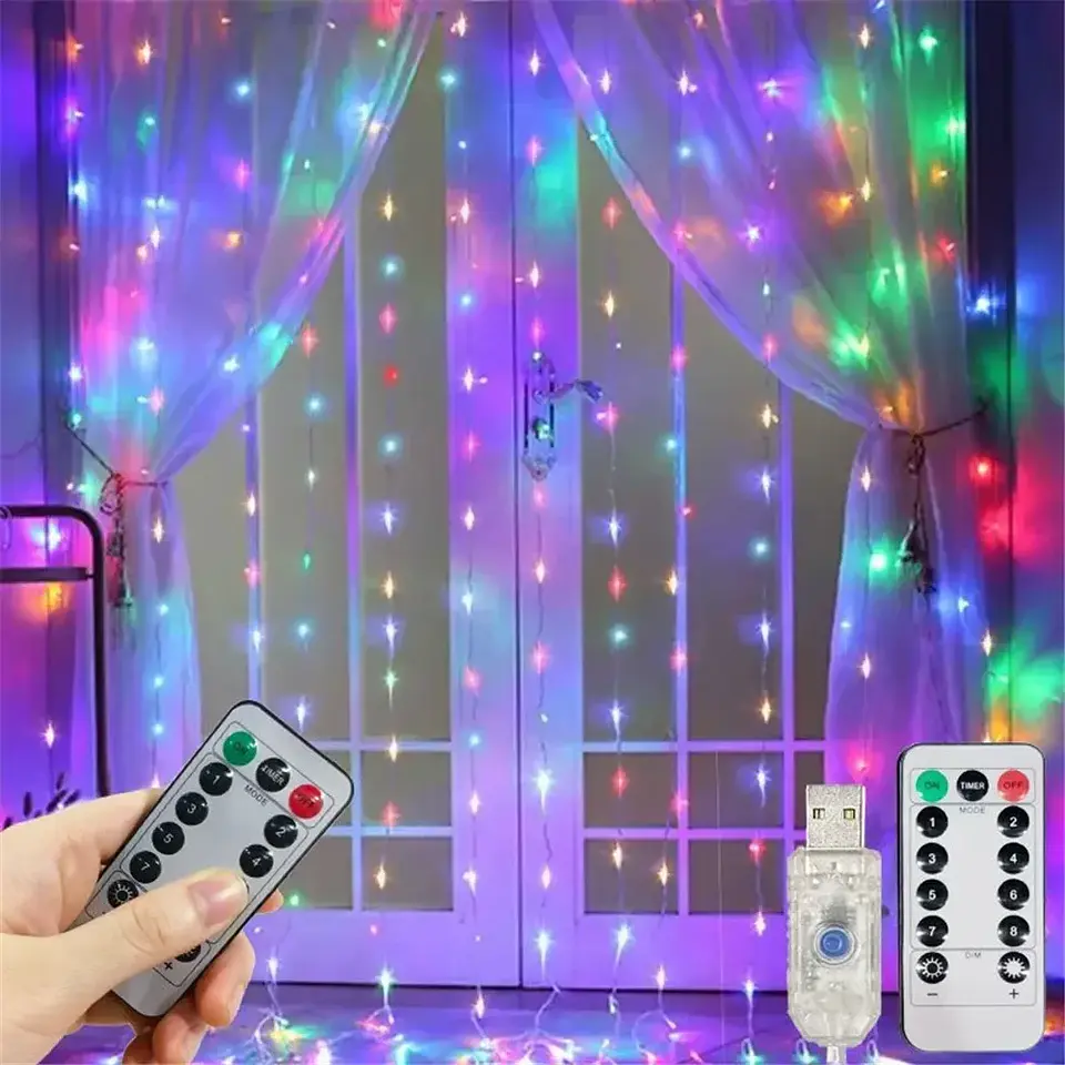Cortina de Luces LED USB con 8 Modos – Decoración para Navidad, Año Nuevo y Fiestas 4