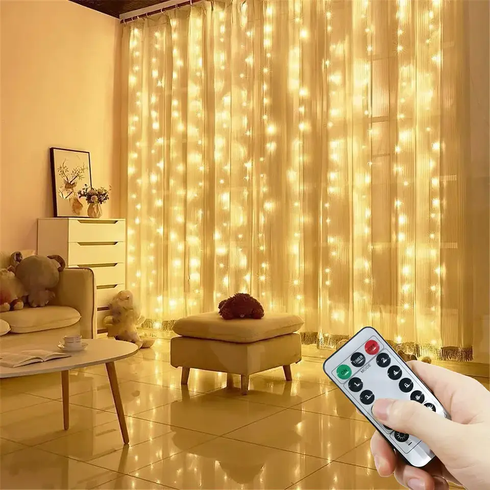 Cortina de Luces LED USB con 8 Modos – Decoración para Navidad, Año Nuevo y Fiestas 6