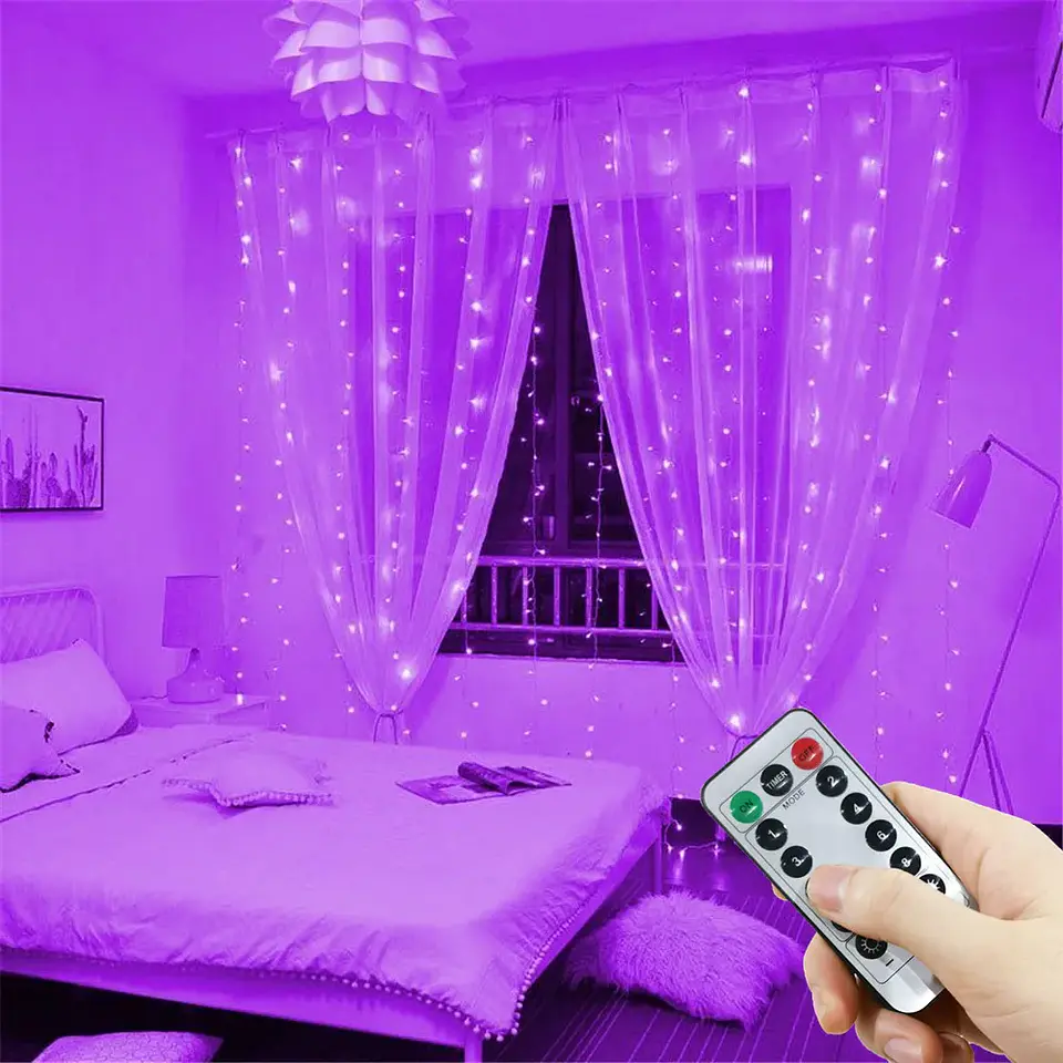 Cortina de Luces LED USB con 8 Modos – Decoración para Navidad, Año Nuevo y Fiestas 13