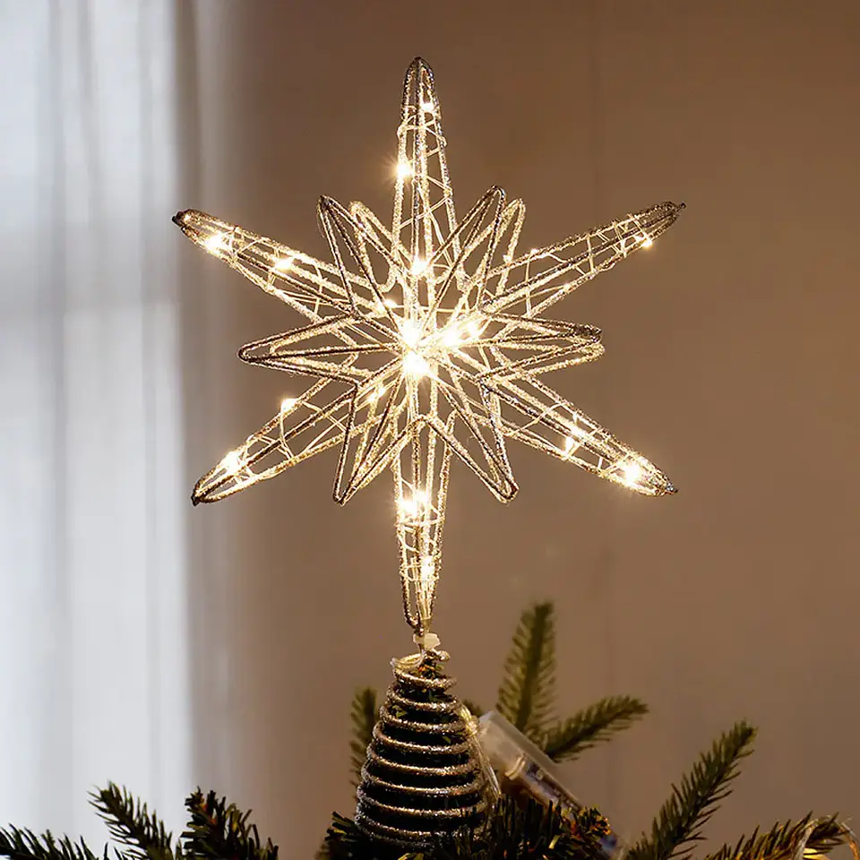 Estrella LED para Punta de Árbol de Navidad – Adorno Luminoso para Navidad y Año Nuevo 4