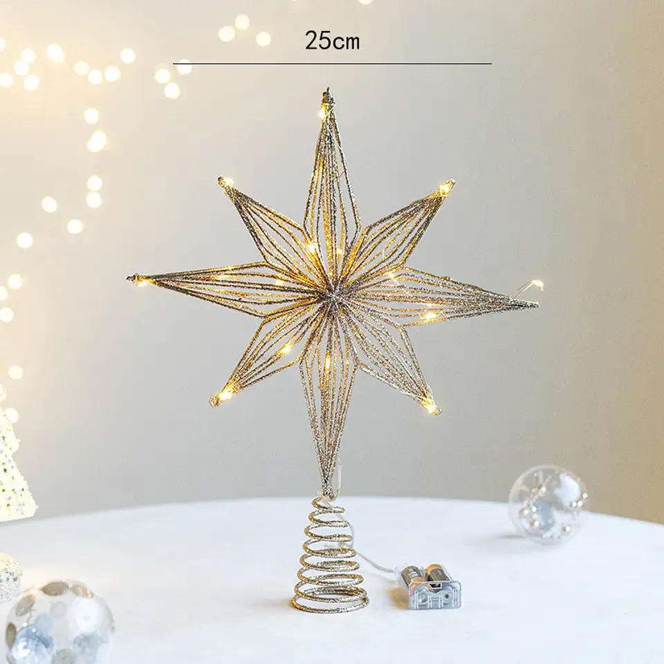 Estrella LED para Punta de Árbol de Navidad – Adorno Luminoso para Navidad y Año Nuevo 7