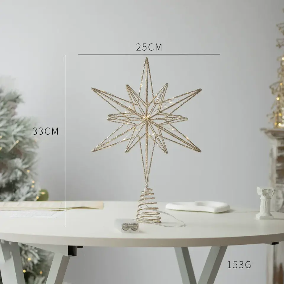 Estrella LED para Punta de Árbol de Navidad – Adorno Luminoso para Navidad y Año Nuevo 8