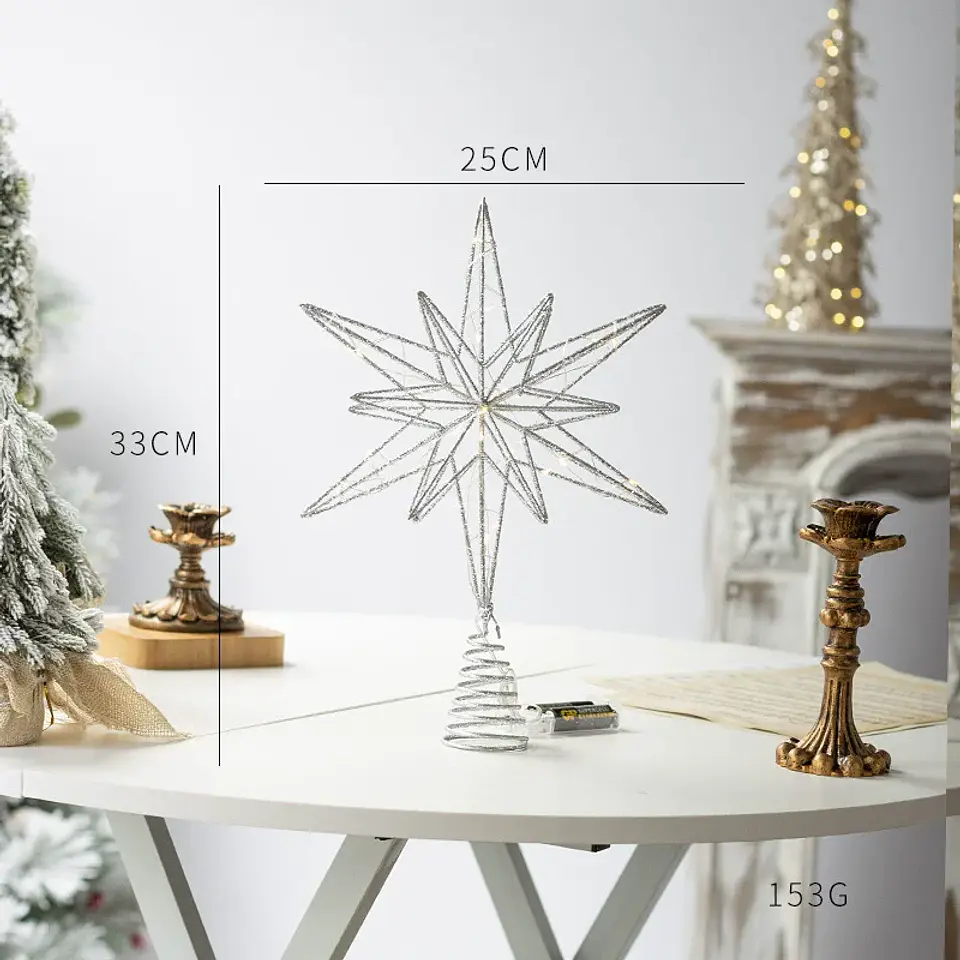 Estrella LED para Punta de Árbol de Navidad – Adorno Luminoso para Navidad y Año Nuevo 9