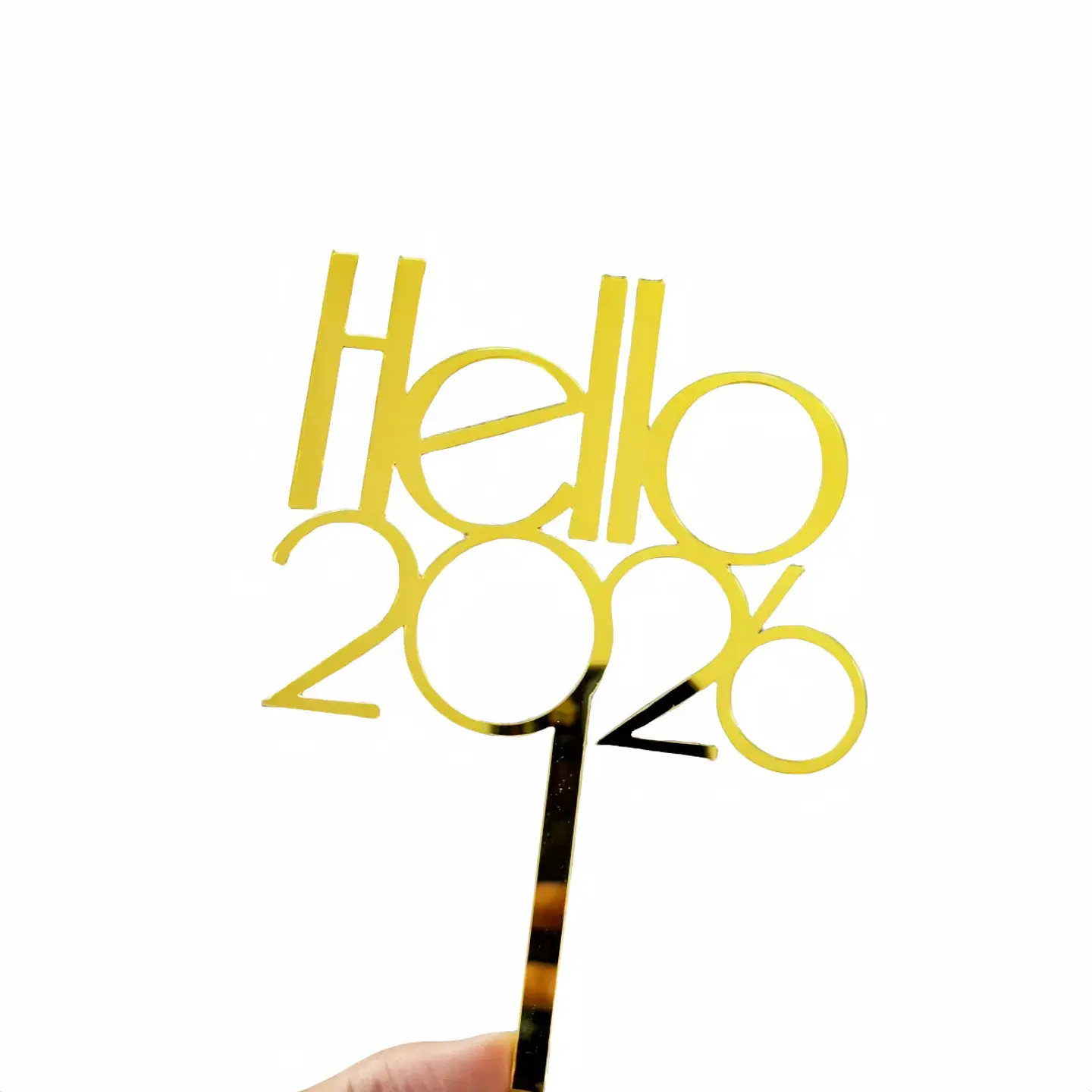 Adorno para Torta Feliz Año Nuevo 2027 – Topper Acrílico Dorado para Celebraciones 15