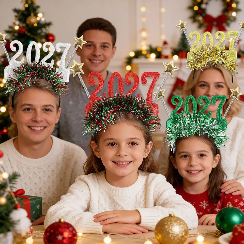Set Año Nuevo 2027 – Cintillos y Lentes Glitter para Fiestas y Fotografías 2