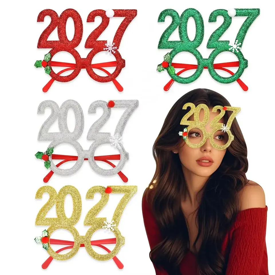 Set Año Nuevo 2027 – Cintillos y Lentes Glitter para Fiestas y Fotografías 3