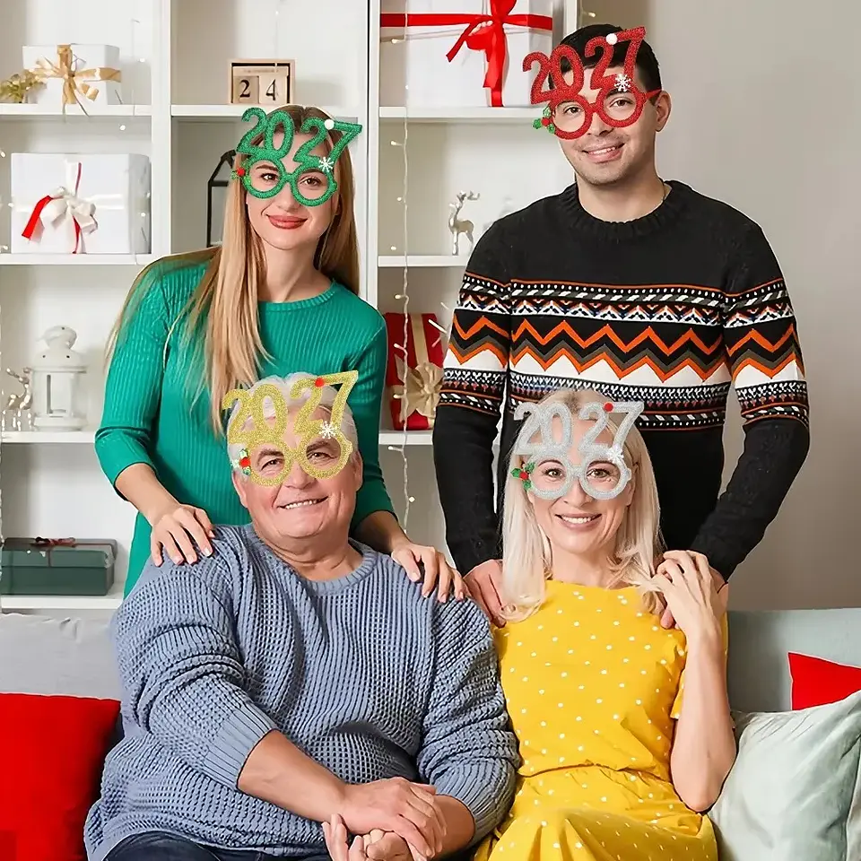 Set Año Nuevo 2027 – Cintillos y Lentes Glitter para Fiestas y Fotografías 4