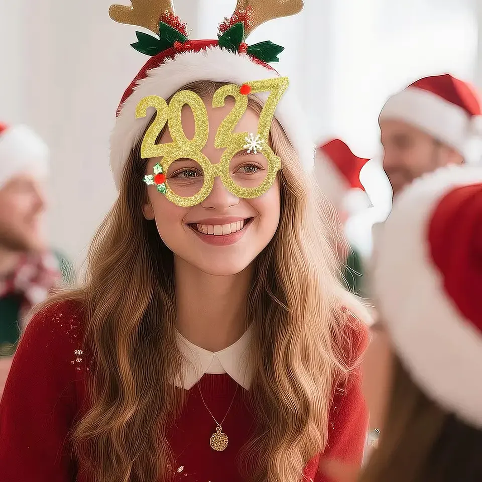 Set Año Nuevo 2027 – Cintillos y Lentes Glitter para Fiestas y Fotografías 5