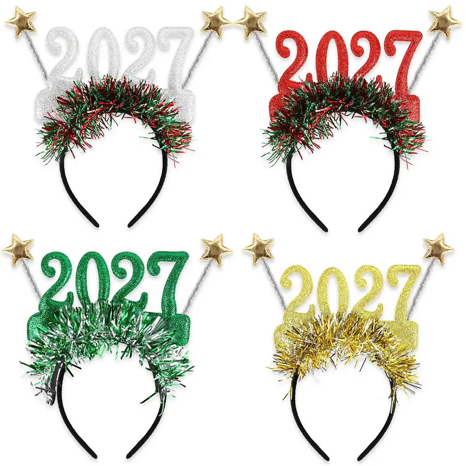 Set Año Nuevo 2027 – Cintillos y Lentes Glitter para Fiestas y Fotografías 6