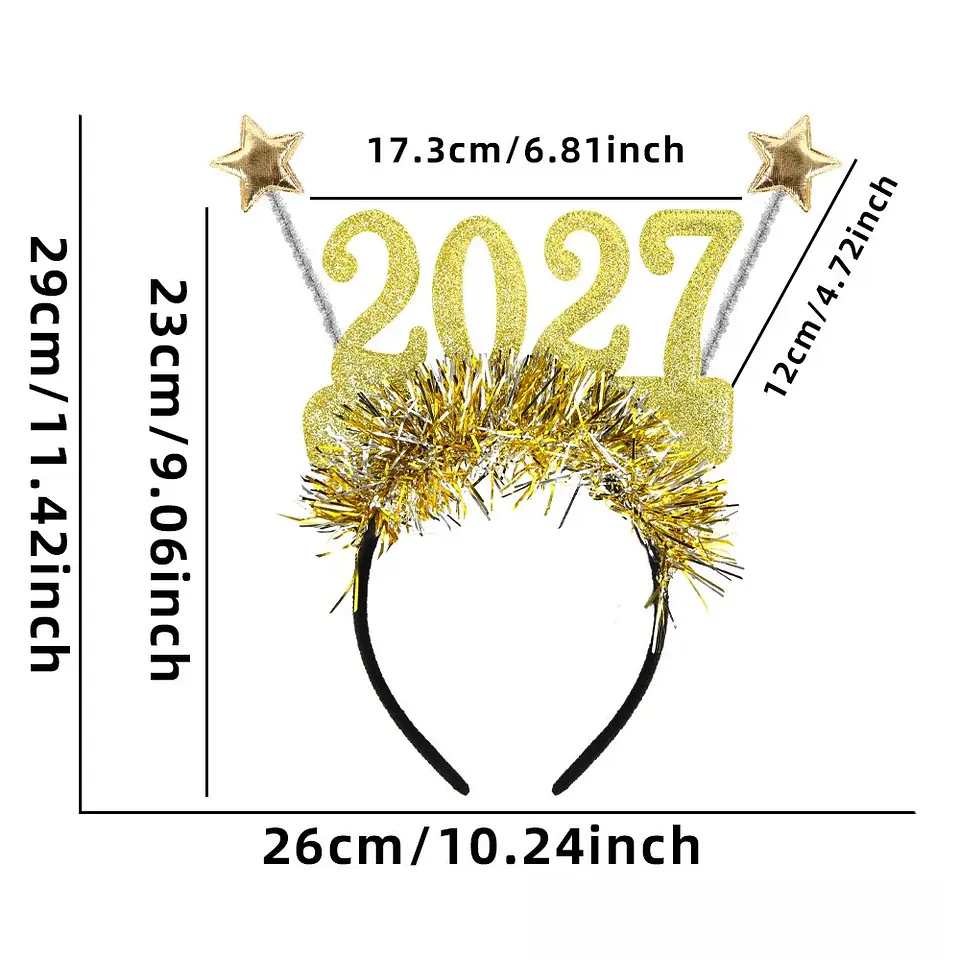 Set Año Nuevo 2027 – Cintillos y Lentes Glitter para Fiestas y Fotografías 7