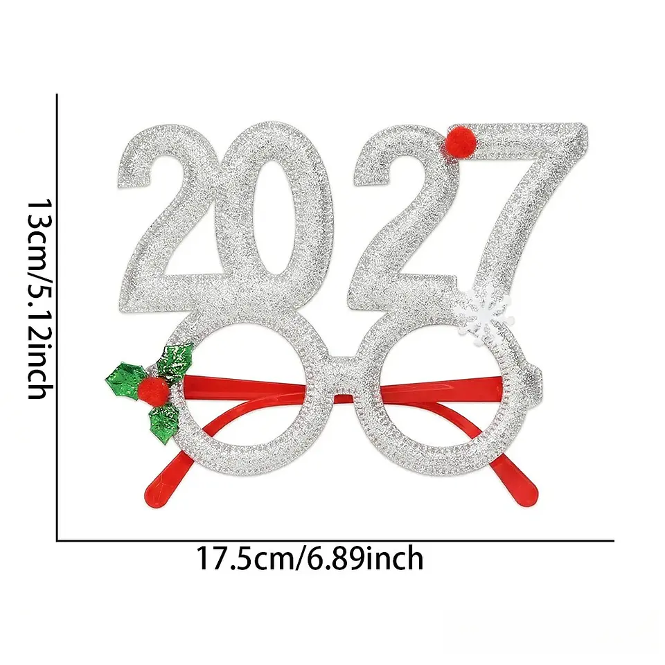 Set Año Nuevo 2027 – Cintillos y Lentes Glitter para Fiestas y Fotografías 9