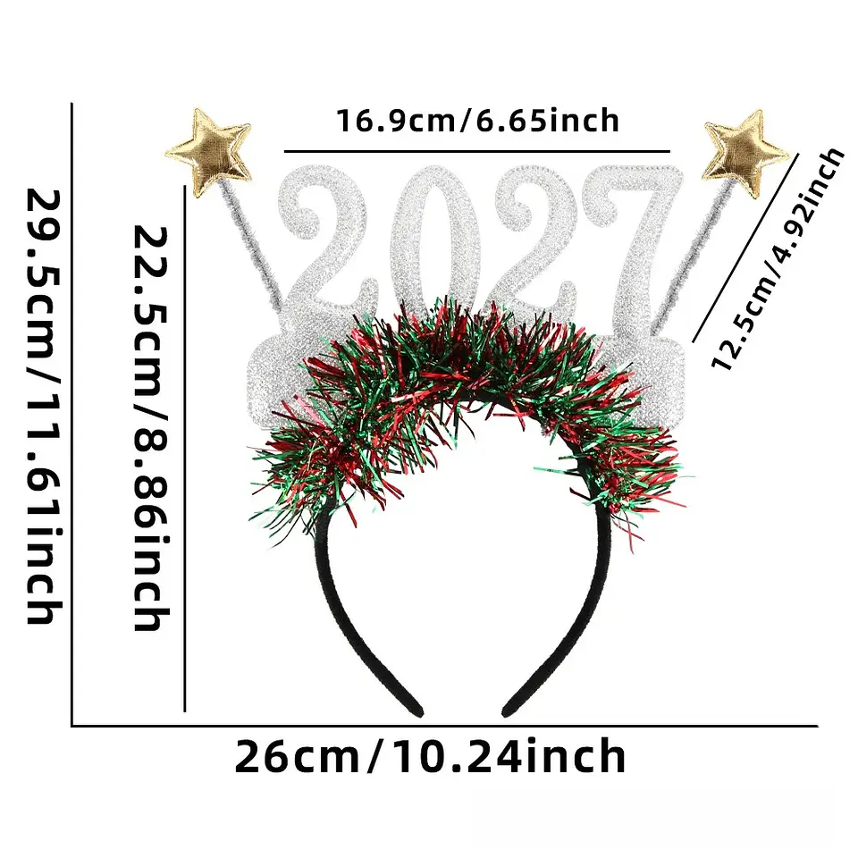 Set Año Nuevo 2027 – Cintillos y Lentes Glitter para Fiestas y Fotografías 11