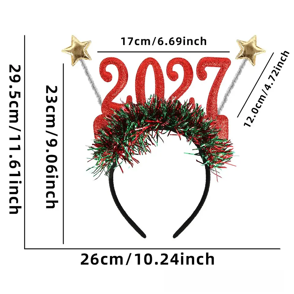 Set Año Nuevo 2027 – Cintillos y Lentes Glitter para Fiestas y Fotografías 12