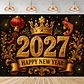 Set de Decoración Año Nuevo 2027 – Platos, Vasos, Servilletas, Mantel y Accesorios para Fiesta - Miniatura 7