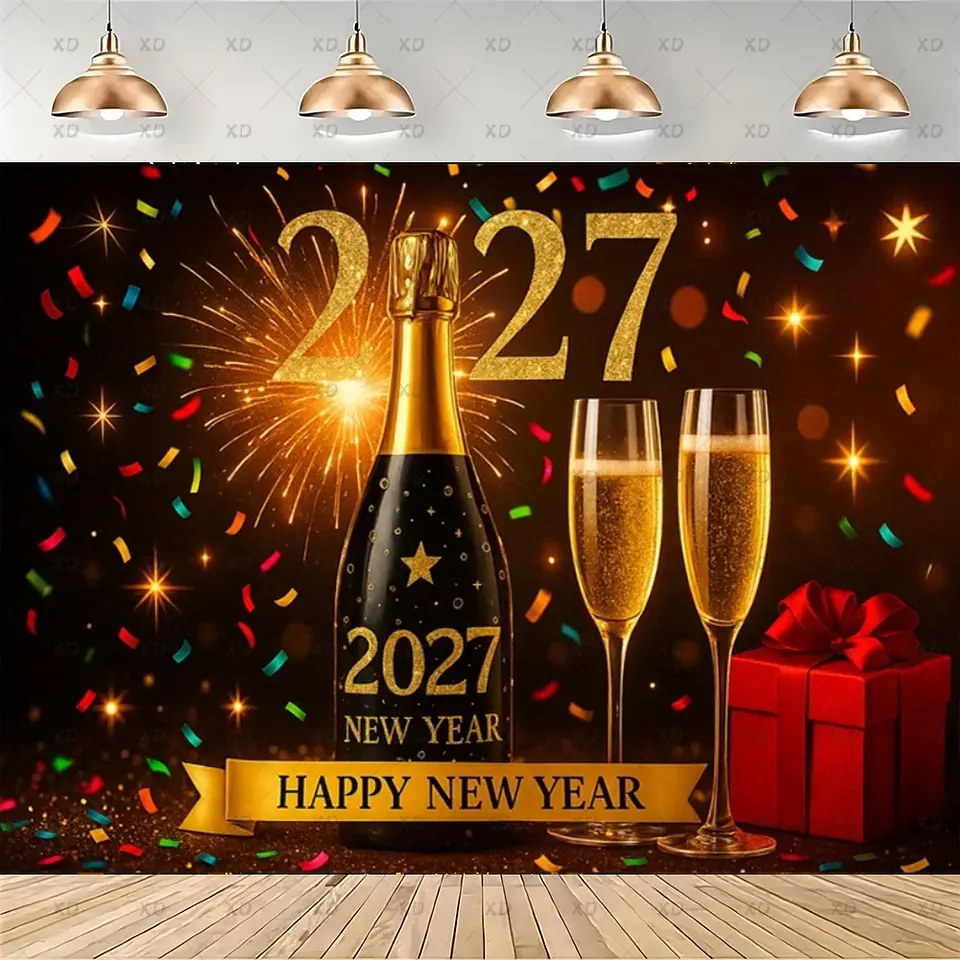 Set de Decoración Año Nuevo 2027 – Platos, Vasos, Servilletas, Mantel y Accesorios para Fiesta 12