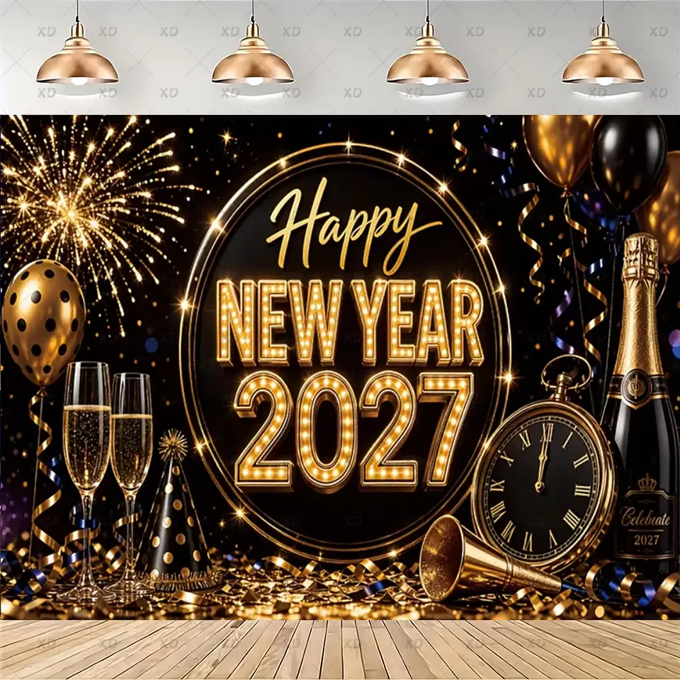 Set de Decoración Año Nuevo 2027 – Platos, Vasos, Servilletas, Mantel y Accesorios para Fiesta 13