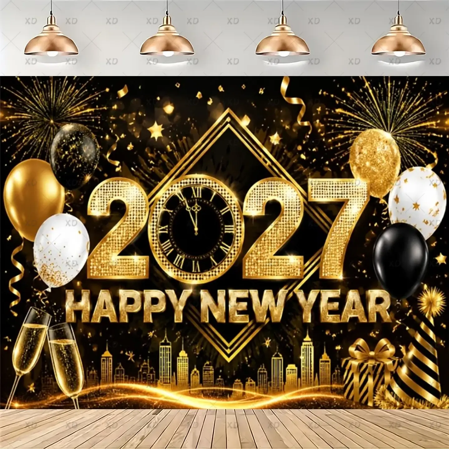 Set de Decoración Año Nuevo 2027 – Platos, Vasos, Servilletas, Mantel y Accesorios para Fiesta 14