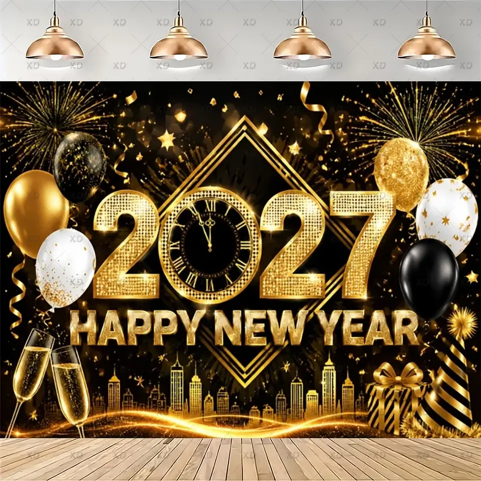 Set de Decoración Año Nuevo 2027 – Platos, Vasos, Servilletas, Mantel y Accesorios para Fiesta 14