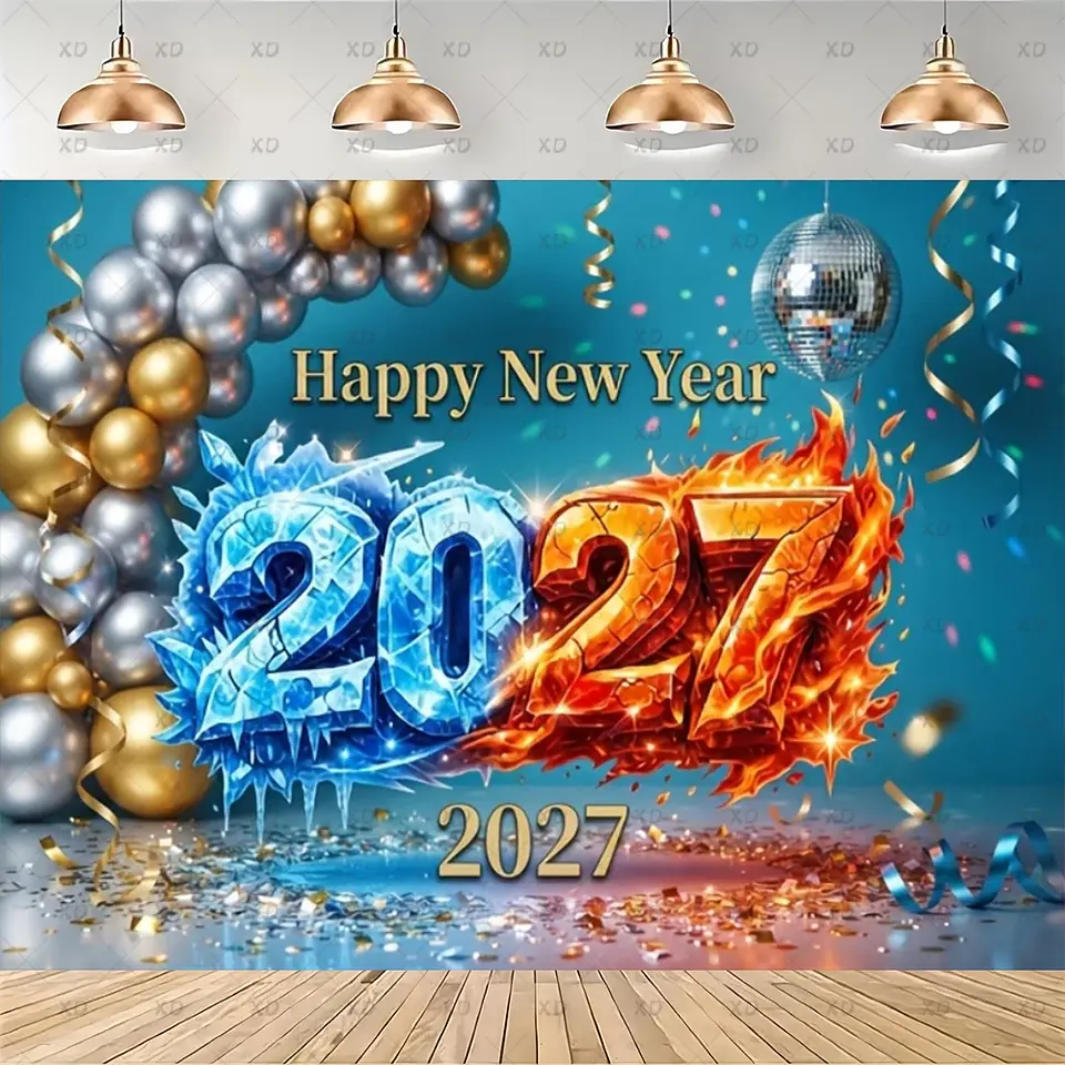 Set de Decoración Año Nuevo 2027 – Platos, Vasos, Servilletas, Mantel y Accesorios para Fiesta 24