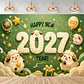 Set de Decoración Año Nuevo 2027 – Platos, Vasos, Servilletas, Mantel y Accesorios para Fiesta - Miniatura 26