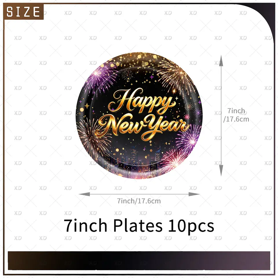 Set de Decoración Año Nuevo 2027 – Platos, Vasos, Servilletas, Mantel y Accesorios para Fiesta 30