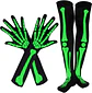 Kit de Esqueleto Verde Fluorescente – Medias sobre la Rodilla y Guantes Largos para Halloween - Miniatura 3