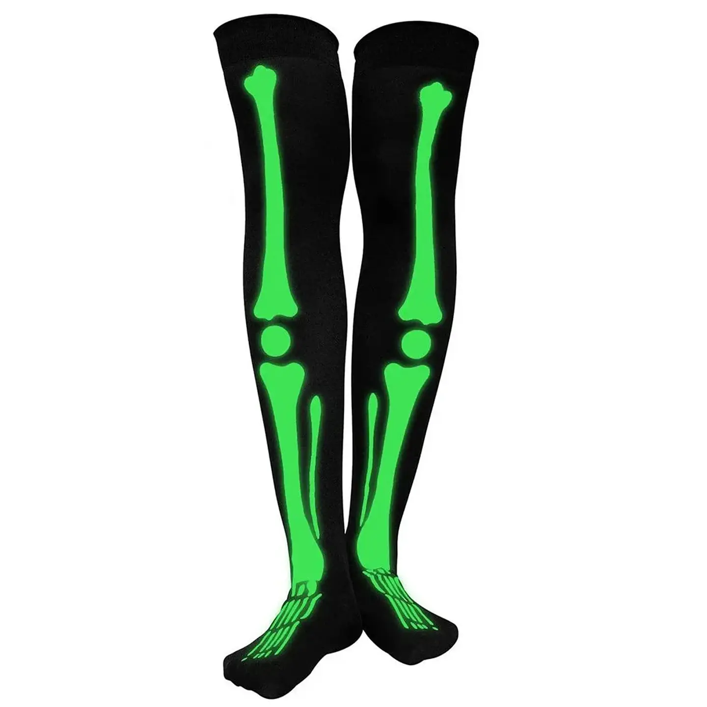 Kit de Esqueleto Verde Fluorescente – Medias sobre la Rodilla y Guantes Largos para Halloween 4