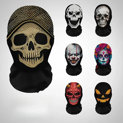Máscara de Esqueleto con Capucha de Malla – Terror para Halloween