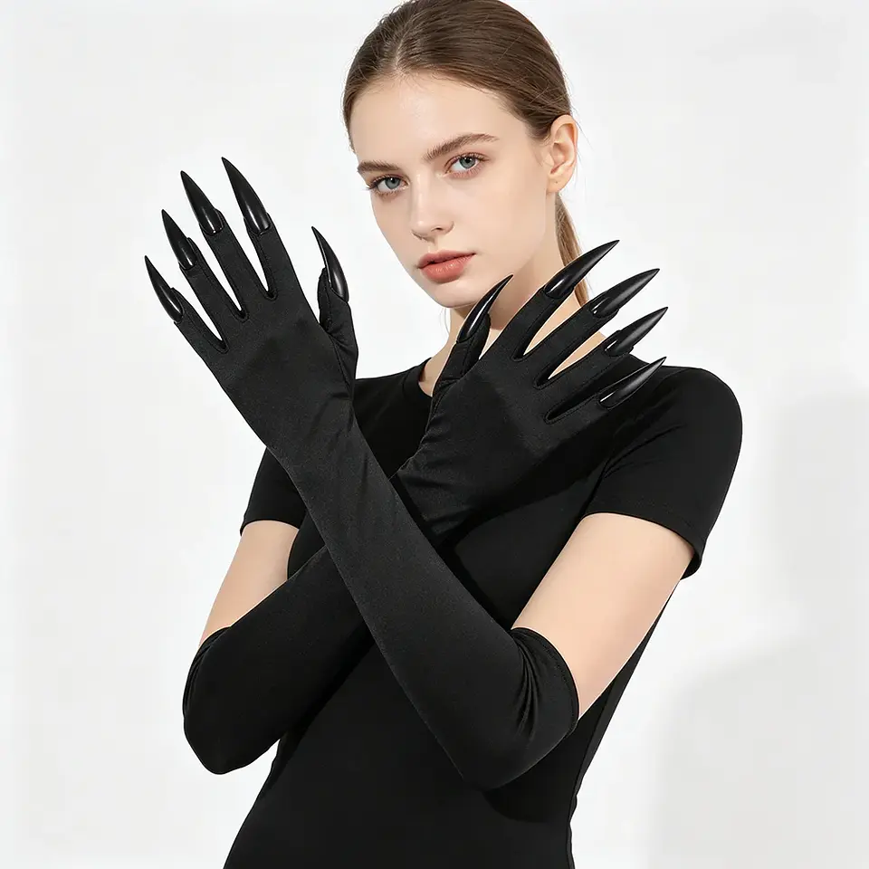 Guantes Largos con Garras de Bruja – 43 cm para Halloween 1