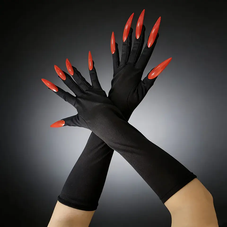 Guantes Largos con Garras de Bruja – 43 cm para Halloween 3