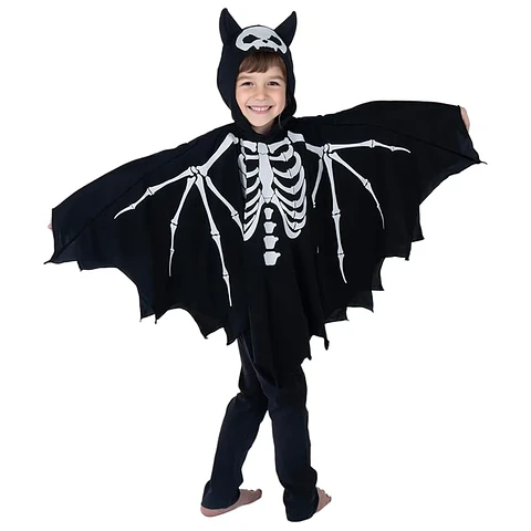 Disfraz Infantil de Esqueleto o Murciélago con Capucha para Halloween
