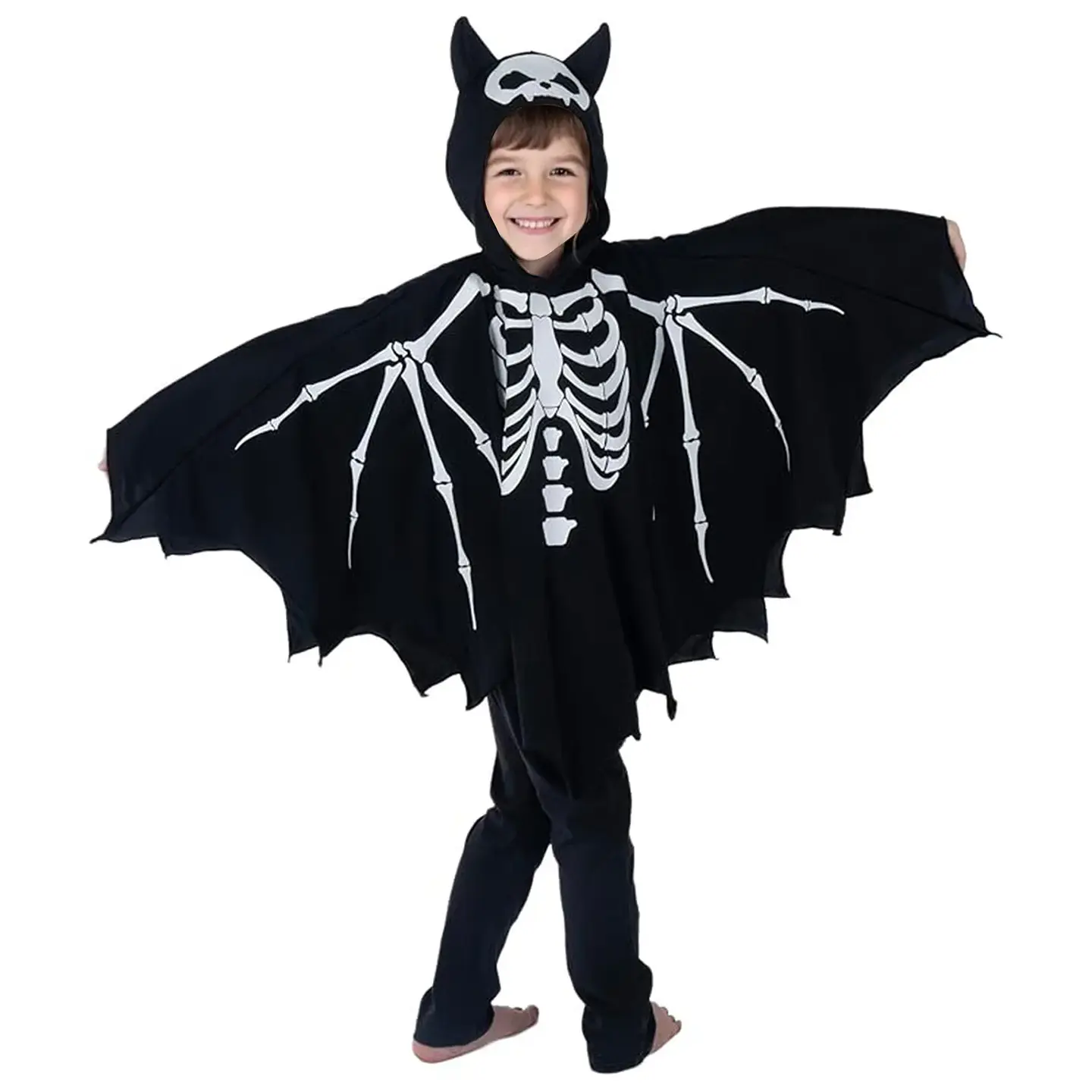 Disfraz Infantil de Esqueleto o Murciélago con Capucha para Halloween
 1