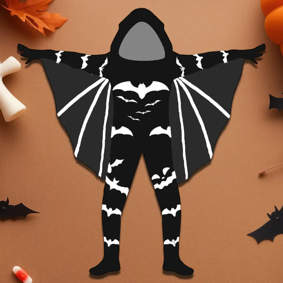 Disfraz Infantil de Esqueleto o Murciélago con Capucha para Halloween
 4