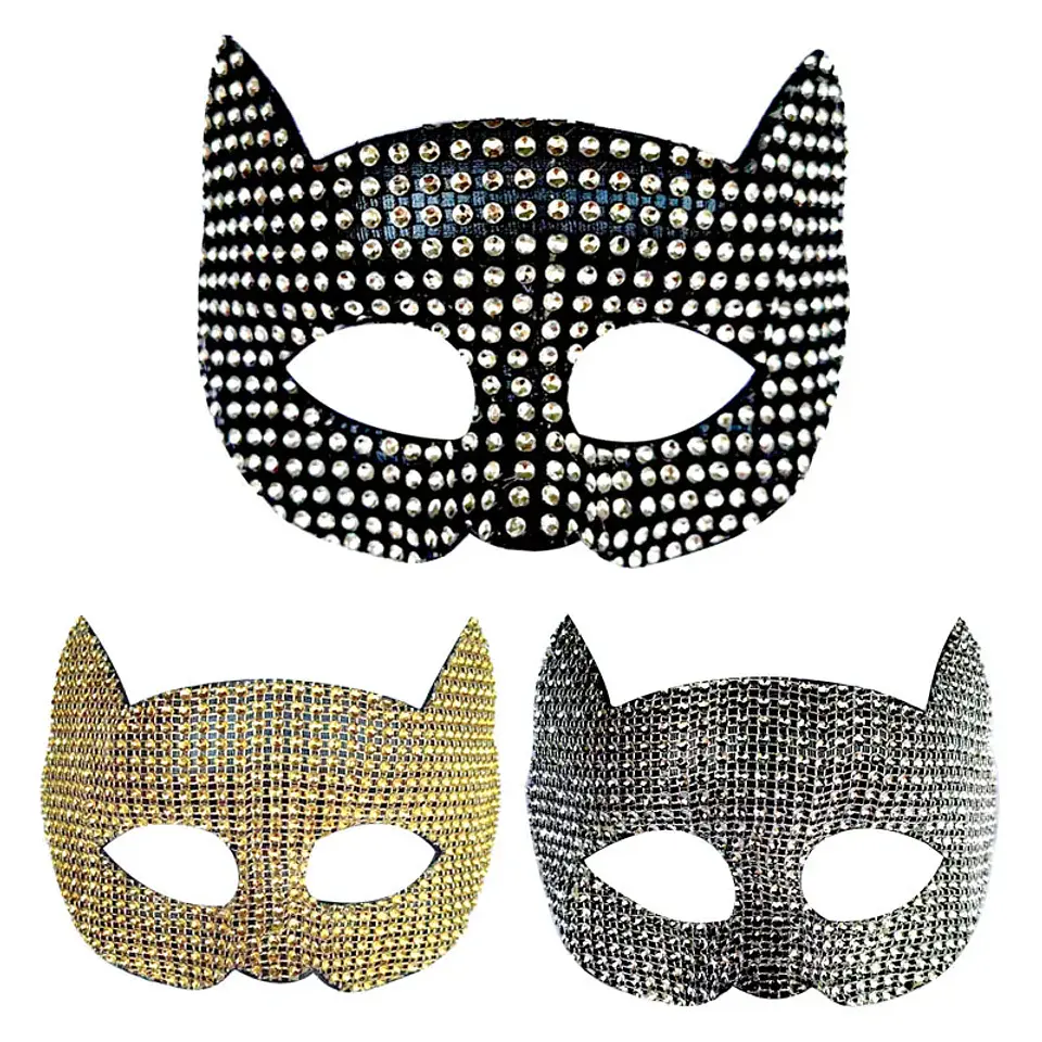 Máscara de Gato Brillante con Orejas – Antifaz Glam para Halloween 6