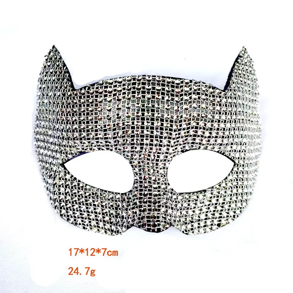 Máscara de Gato Brillante con Orejas – Antifaz Glam para Halloween 11